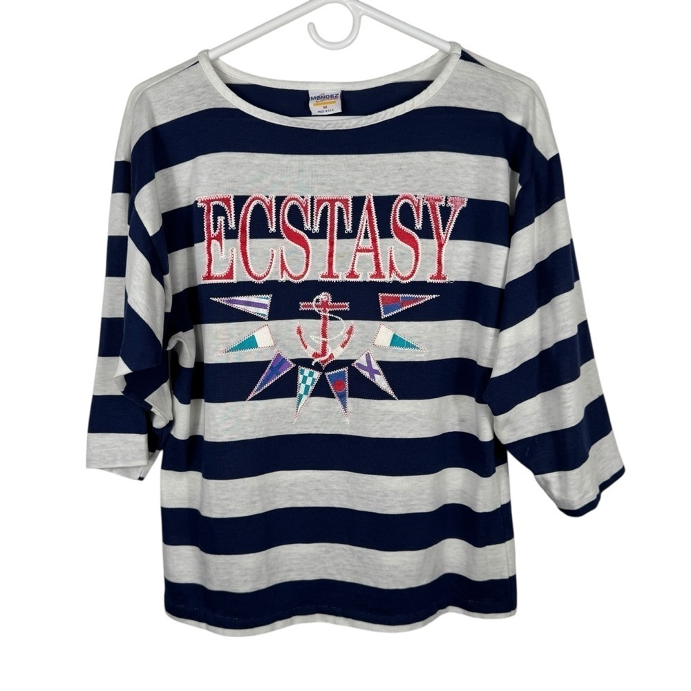 Vintage Mendez Sportswear Striped "Ecstasy" Sailing Top, Size M